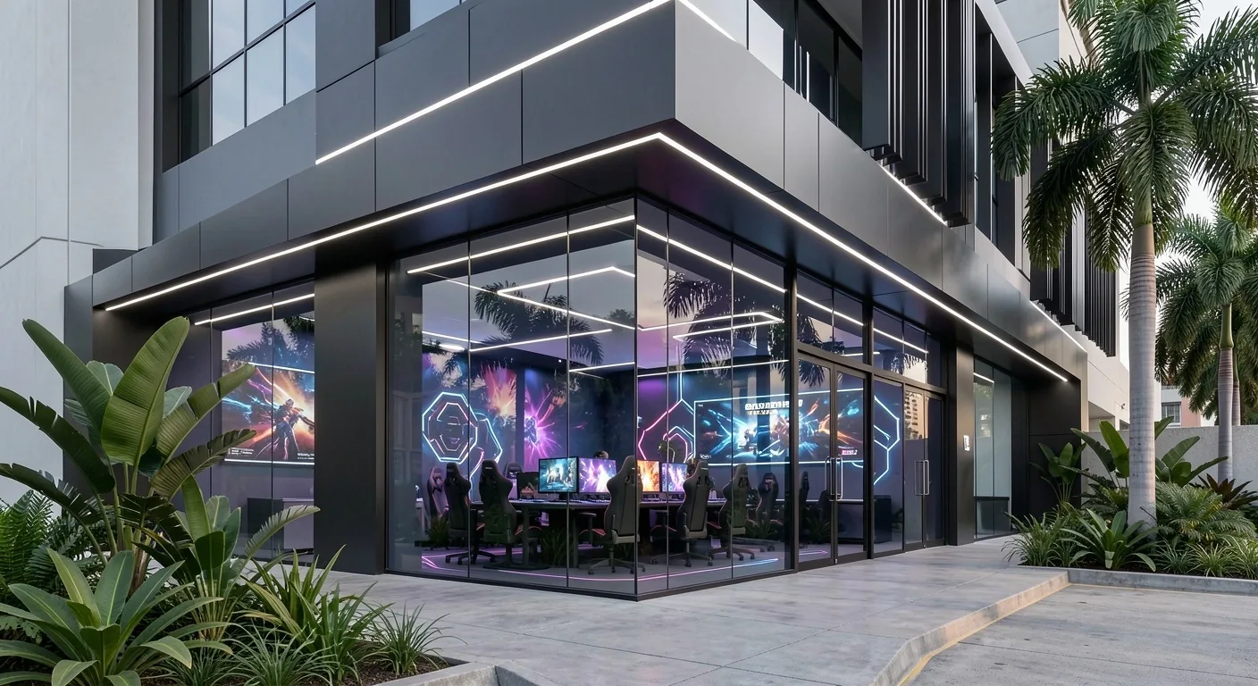 Fachada del centro tecnológico Perdavia en El Poblado, Medellín
