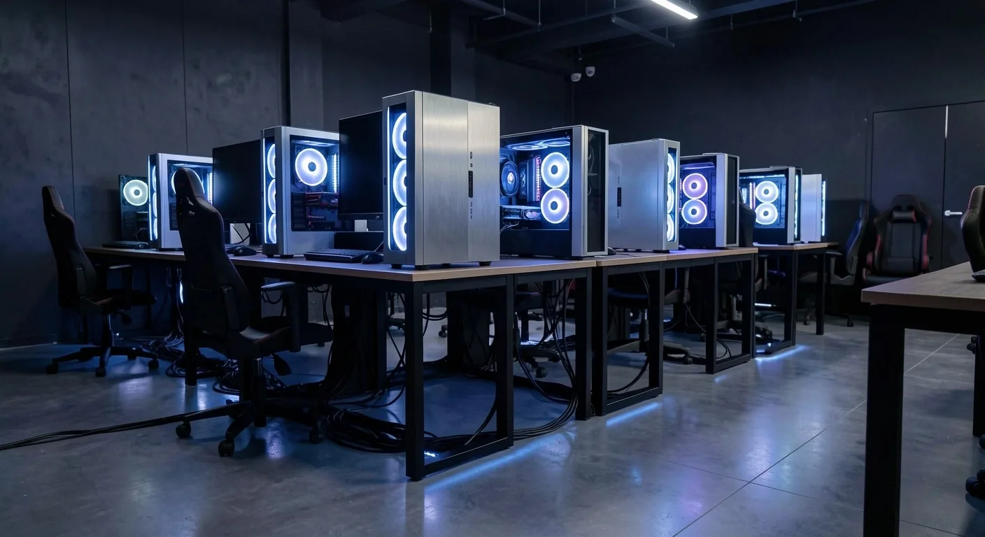 Sala de estaciones de trabajo con refrigeración avanzada y mobiliario ergonómico en Perdavia